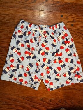 Kids Red White & Blue Popsicle 4th July Drawstring Swim Trunks - Swim Shorts